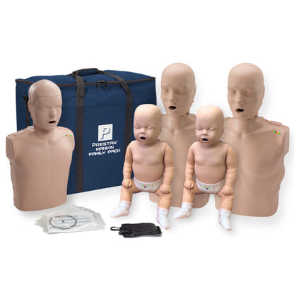 Prestan Family Pack- 2 Adult, 1 Child and 2 Infant Manikins with Rate Monitor