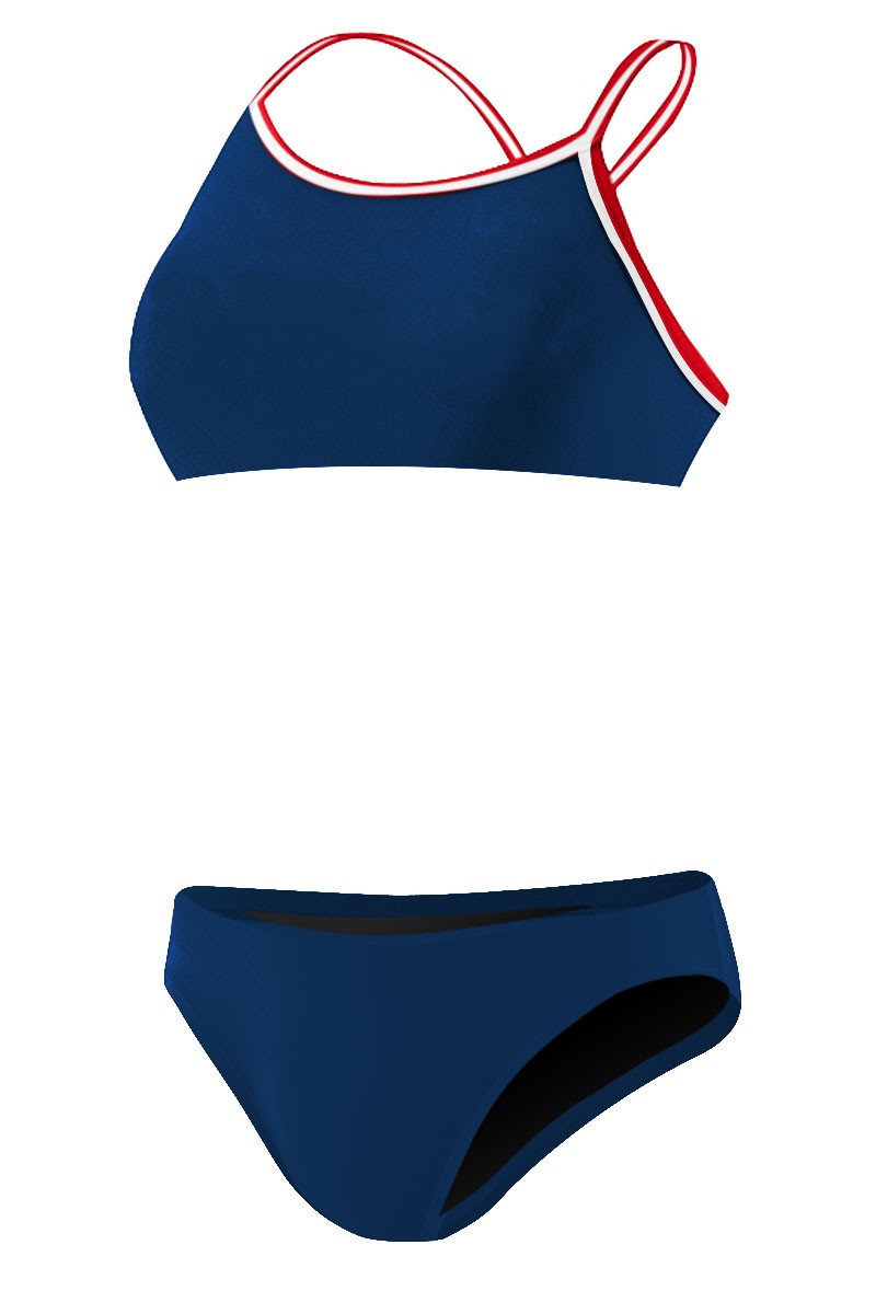 Rise Solid Poly Tri Color Bikini